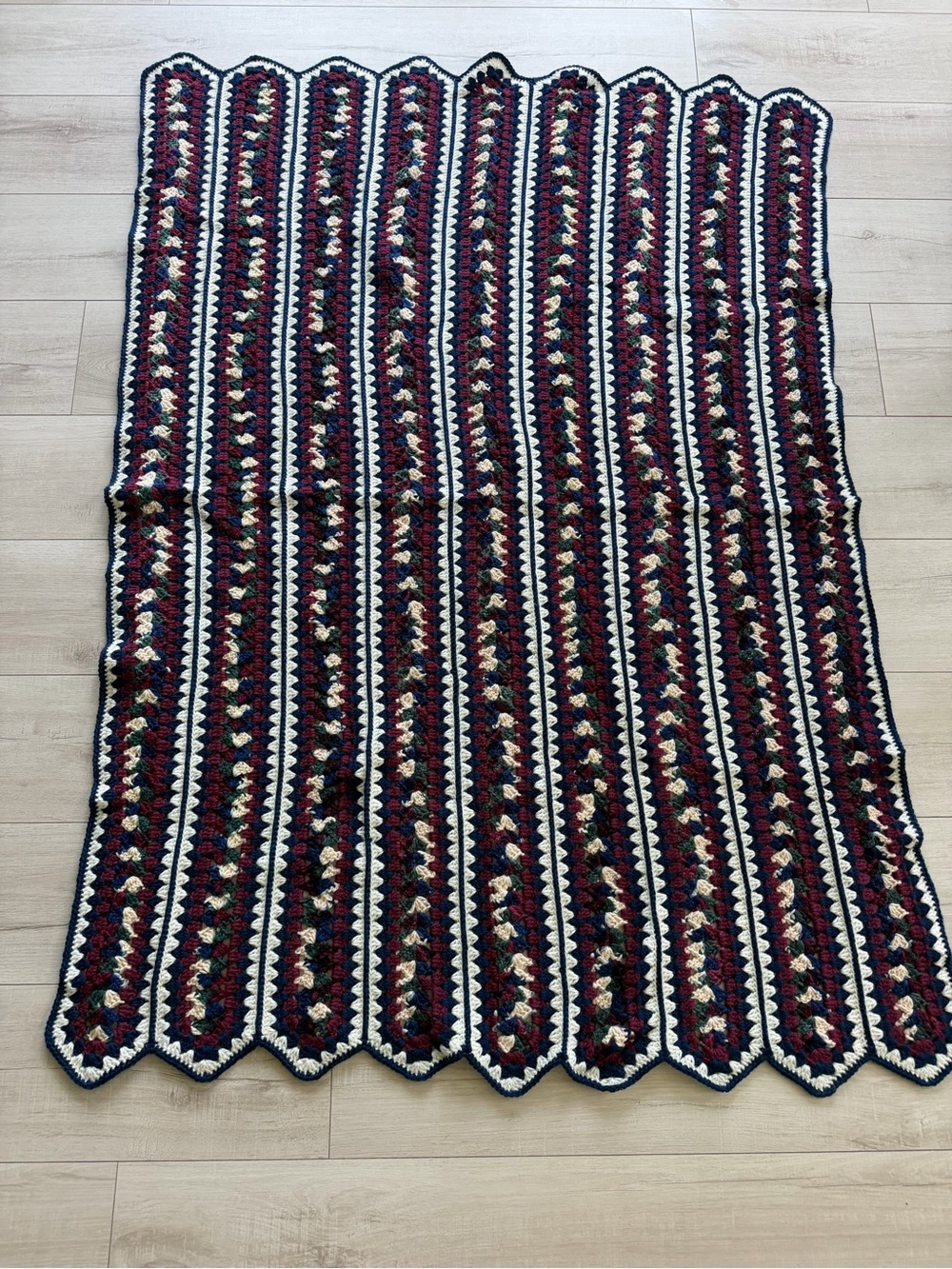 Handmade Crochet Throw Blanket  Chevron print